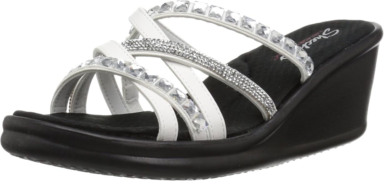 skechers women's rumblers 2 strap slide wedge sandal