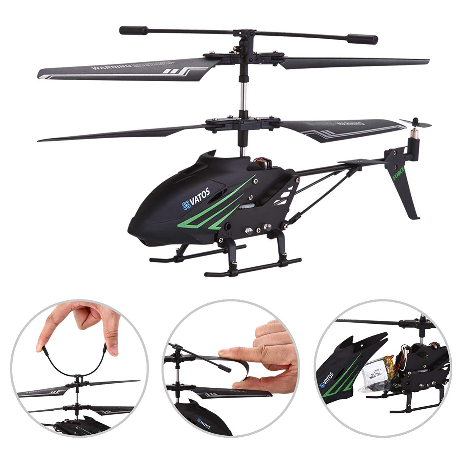VATOS RC Helicopter, Remote Control Helicopter with Gyro and LED Light 3.5 Channel Alloy Mini