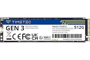 Timetec 512GB SSD NVMe PCIe Gen3x4 8Gb/s M.2 2280 3D NAND High Performance SLC Cache Read/Write Speed Up to 2,000/1,600 MB/s 