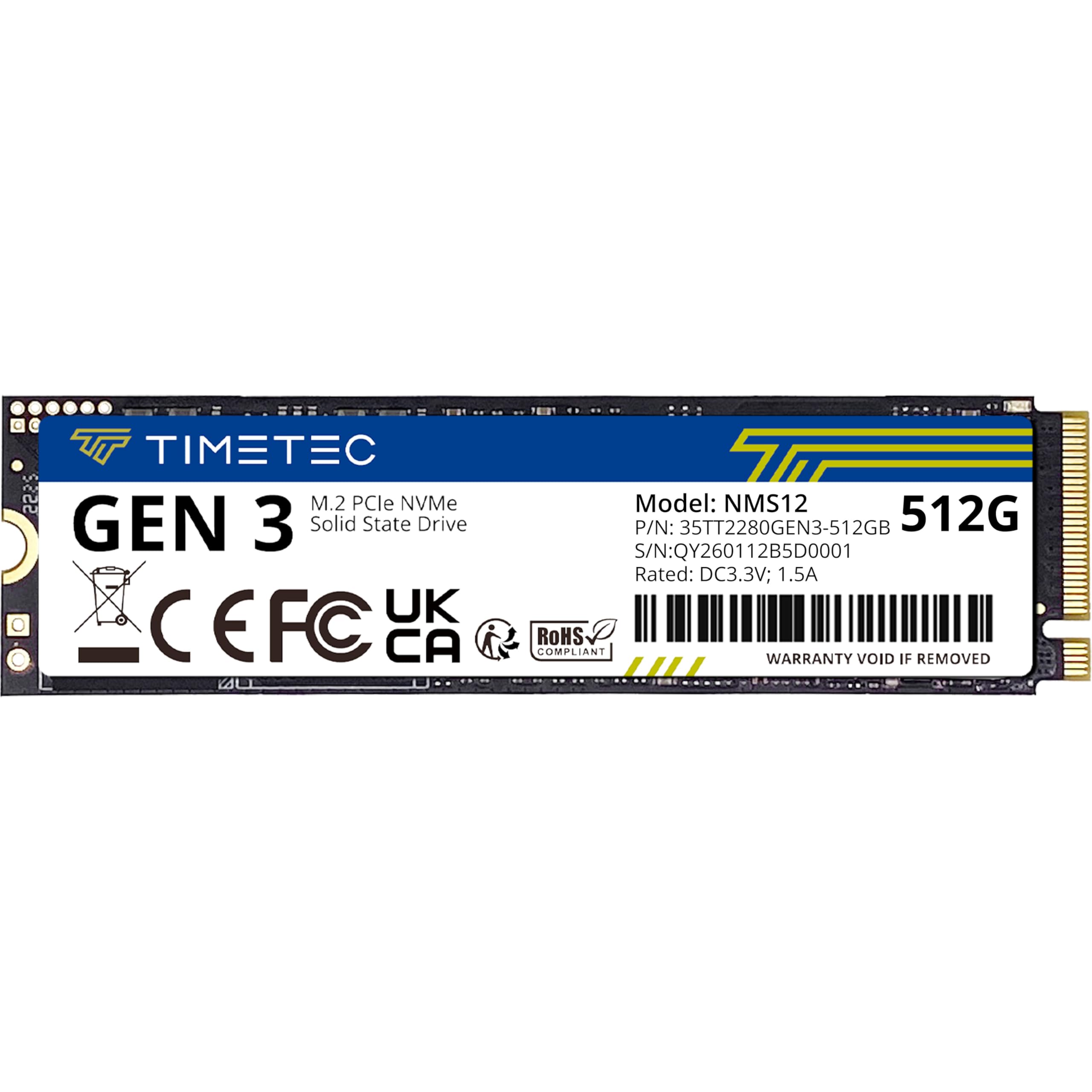 Timetec 512GB SSD NVMe PCIe Gen3x4 8Gb/s M.2 2280 3D NAND High Performance SLC Cache Read/Write Speed Up to 2,000/1,600 MB/s Internal Solid State Drive for PC Laptop and Desktop
