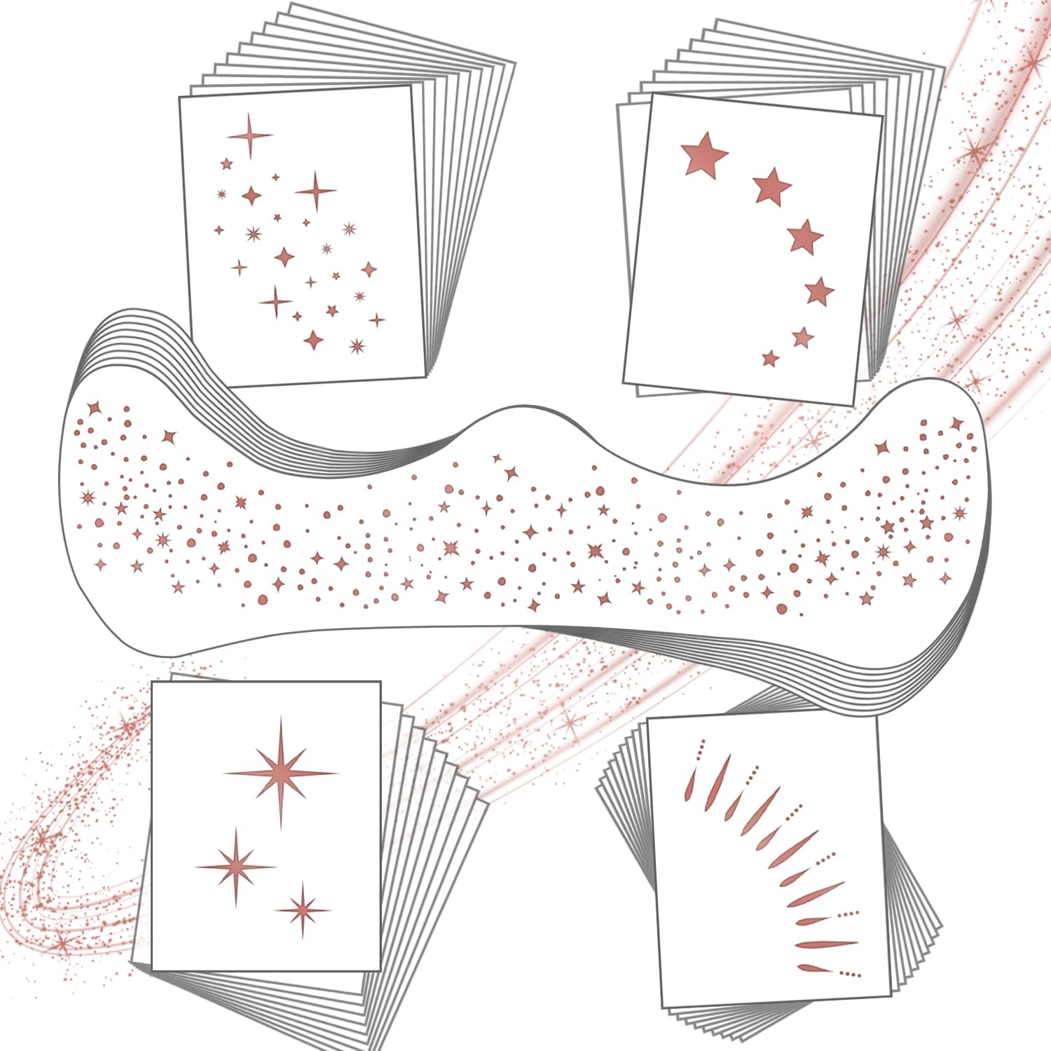 Photo 1 of 20 Pcs Face Makeup Patches, Glitter Freckles Face Tattoo for Teenagers & Young Women, Sparkle Freckles Makeup Patches, Waterproof Face Glitter Freckles for Christmas (Rose Gold)