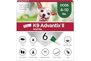 K9 Advantix II Small Dog Vet-Recommended Flea, Tick & Mosquito Treatment & Prevention | Dogs 4-10 lbs. | 6-Mo Supply