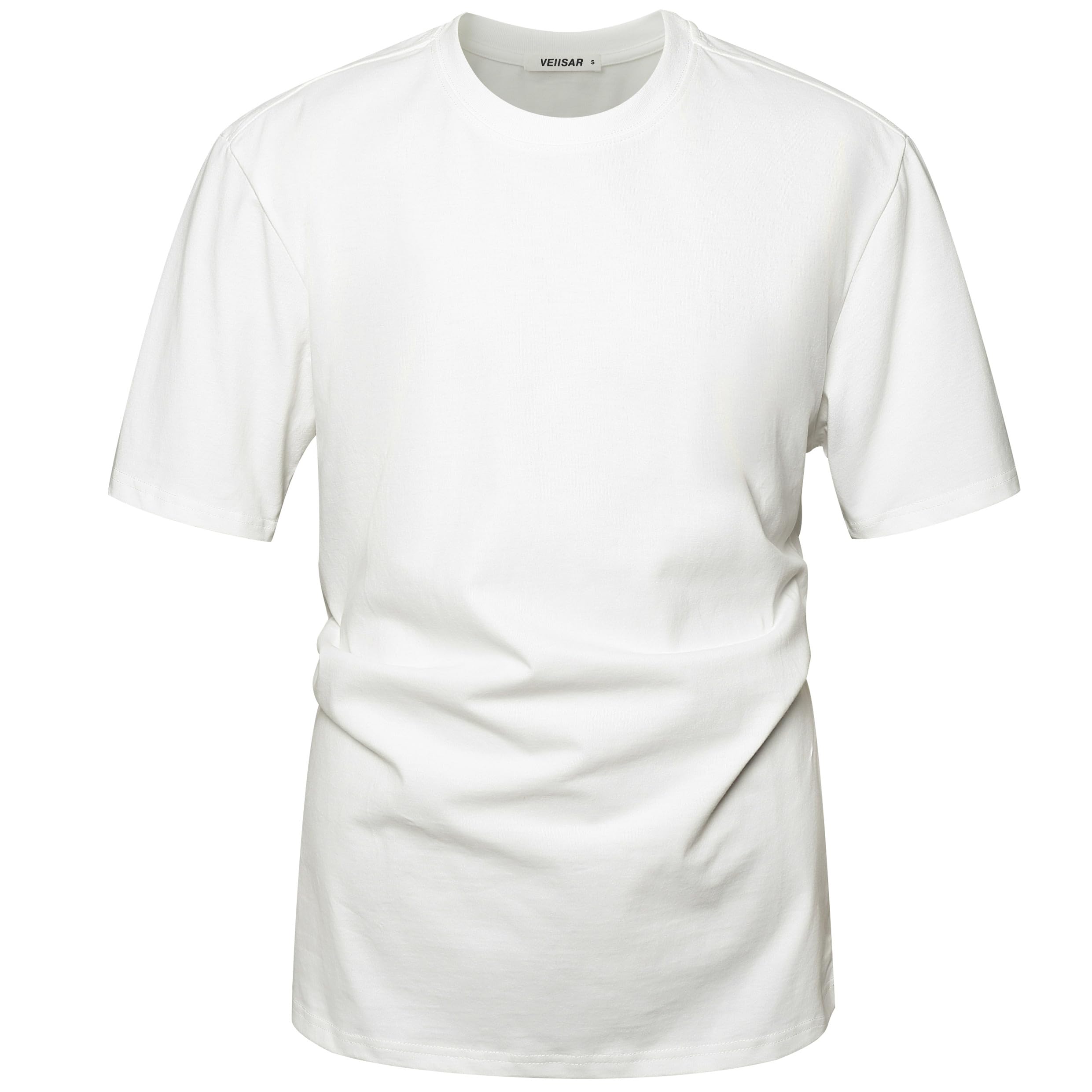 Photo 1 of VEIISAR Men's Heavy Weight Crew Neck T-Shirt Mens Premium Cotton Tee White L