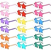 Matcheck 18/45 Pack Star Shaped Rimless Sunglasses Bulk Transparent Candy Mixed Color Glasses Clear Party Eyewear for Women