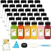 BAKHUK 36pcs 6oz Empty Plastic Juice Bottles with Caps, Reusable Clear Bulk Beverage Containers for Juice, Milk and Other Beverages