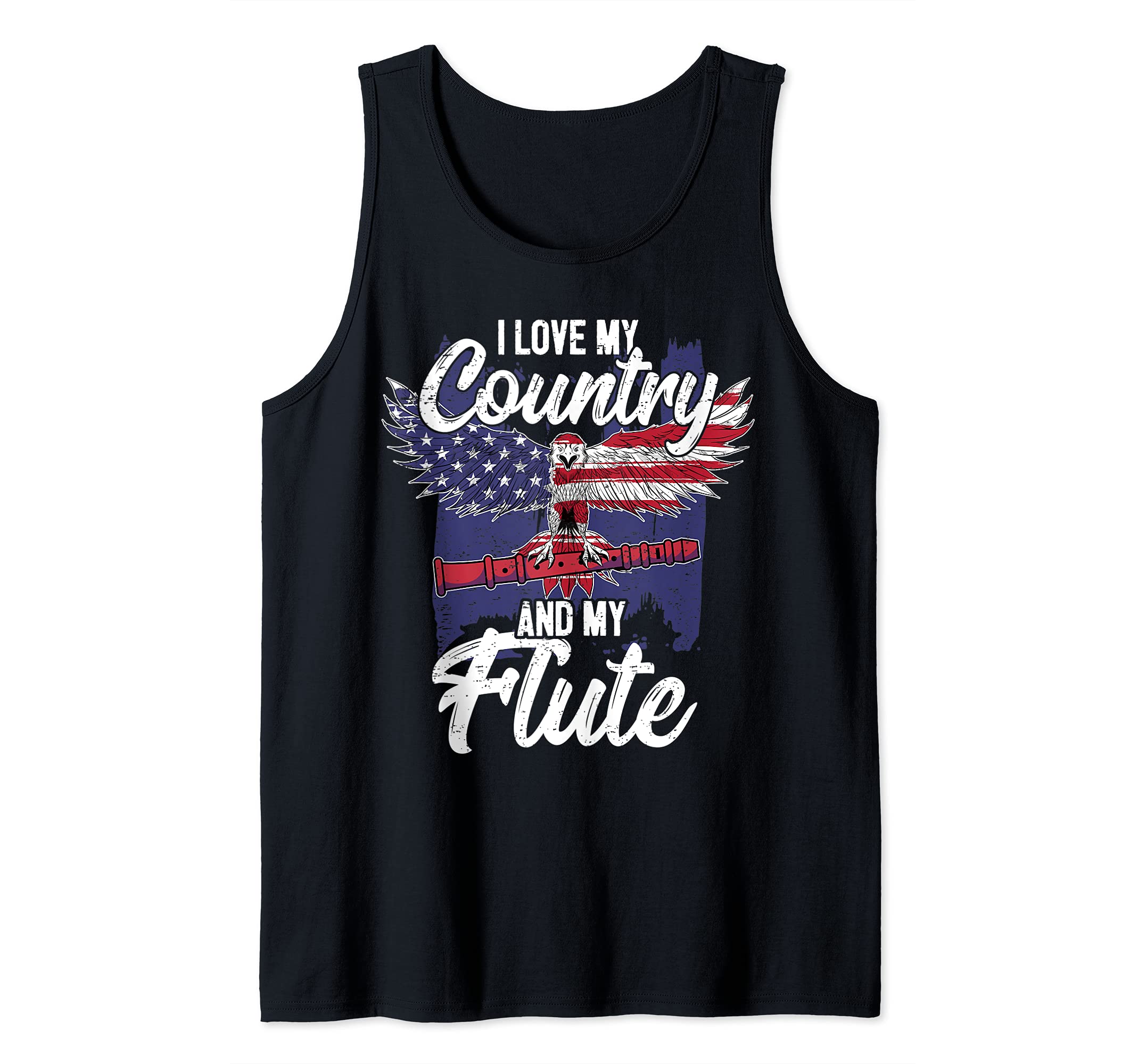 Patriotic Flute Player Saying Flutist I American Eagle USA Tank Top