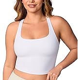 UNISSU Hugcurve Adjustable Racerback Longline Sports Bras Square Neck Padded Yoga Workout Crop Tank Tops for Women