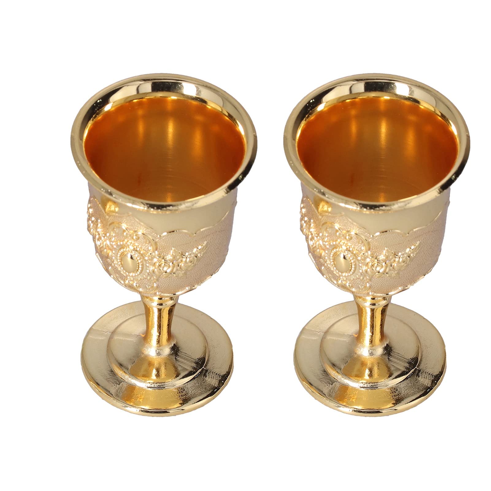 Dekaim Vintage Chalice Goblet, 2 PCS Vintage Handmade Brass King's Royal Chalice Goblet for Traveling Decoration Collection