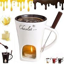 Set Fondue Au Chocolat En Céramique - 4 Fourchettes, 4 Coupelles, Plateau, Idéal Pour Apéro Ou Fête - 3