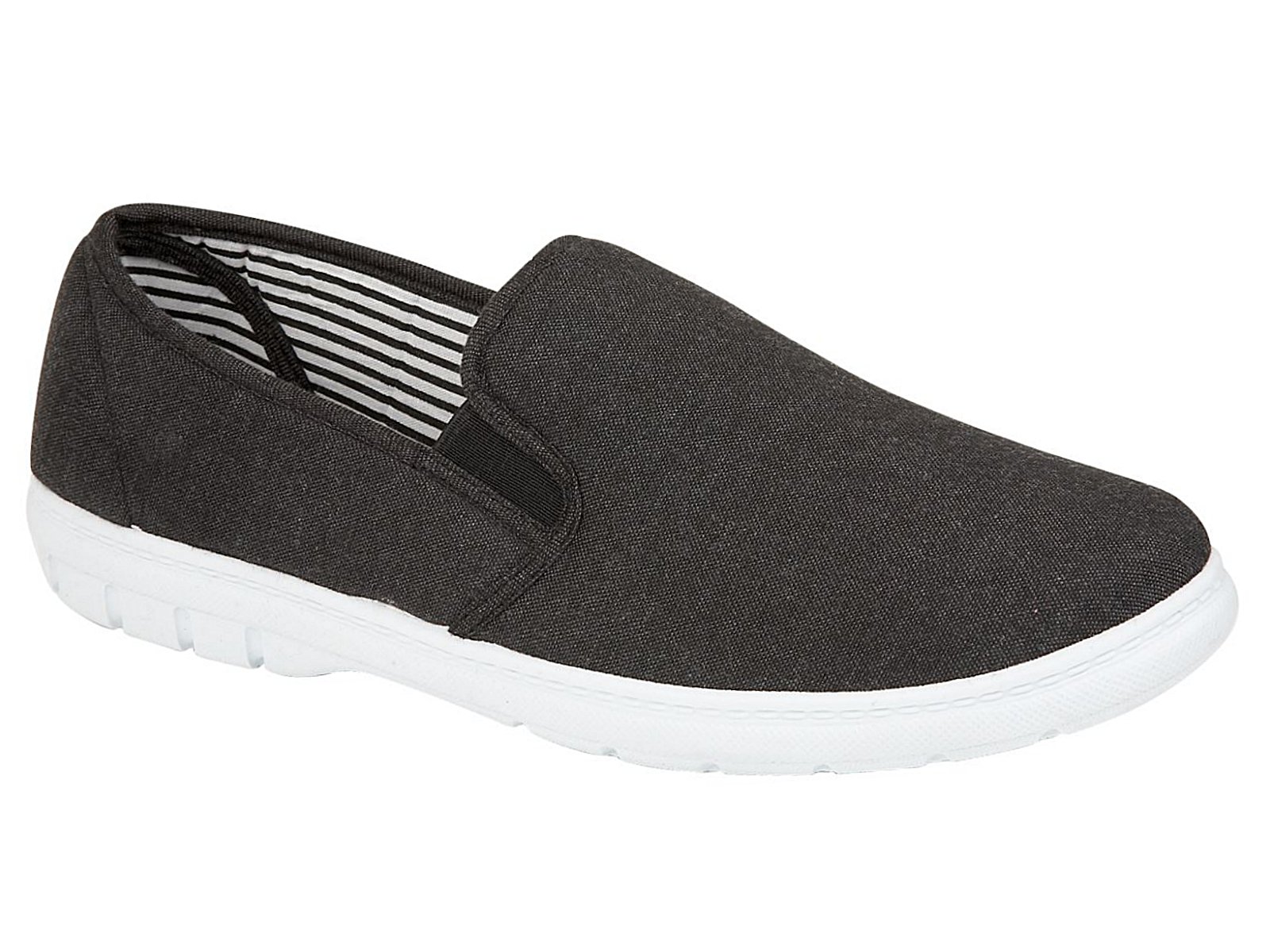 Foster FootwearMens Shoe Tree Brett Canvas Slip On Wider Fit Plimsoll Pump Trainer Slipper Deck Shoe Size 6-12