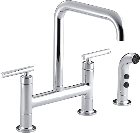 Kohler K 7548 4 Cp Purist Deck Mount Bridge Faucet With Sidespray