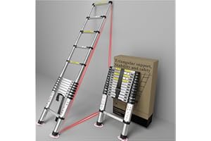 DIAMONDFORGE Telescoping Ladder Extension Telescopic Collapsible - 12.5 FT Rv Telescope Foldable Extendable Tall Compact Aluminum Ladders - for House Roof Travel Trailers Adjustable Retractable - 330lbs Capacity