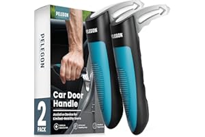 PELEGON Car Door Handle for Elderly (2 Pack) Car Cane Assist Handle with Anti-Slip Grip, Steel Hook for Secure Latch Fit, Supports Up to 300 lbs, Easy Tool-Free Use