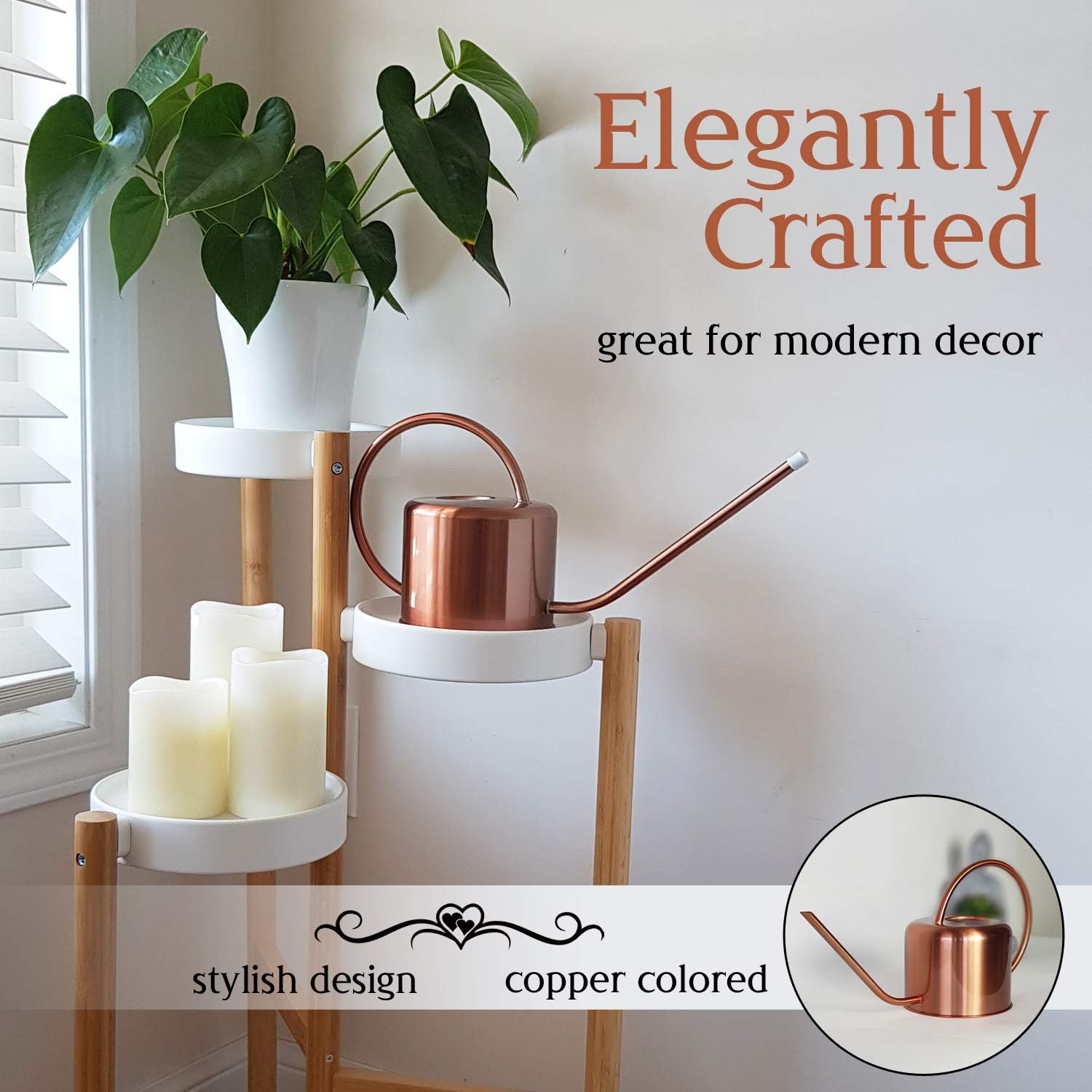 ubequity decor Small Watering Can for Indoor Plants - Copper Colored Watering Can for House Plants with Long Spout is Ideal - Functional and Stylish - No Drips and Rustproof : Garden & Outdoor