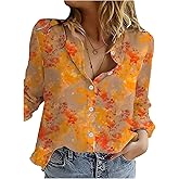 SweatyRocks Button Down Shirt for Women Long Sleeve Floral Printed Blouses Business Casual Outfits