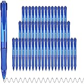deegtran Pens Bulk, 50 Pack No Bleed Blue Ink Click Pens with Soft Grip, Wholesale Retractable Ballpoint Pens for Office School, Medium Point Smooth 1.0MM
