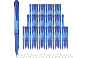 deegtran Pens Bulk, 50 Pack No Bleed Blue Ink Click Pens with Soft Grip, Wholesale Retractable Ballpoint Pens for Office Scho