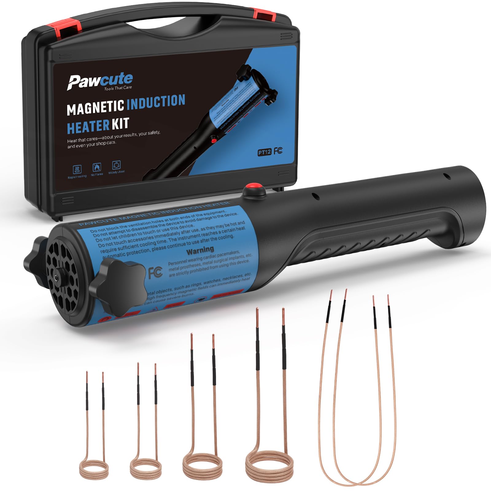 Photo 1 of Induction Heater 1200W, Magnetic Flameless Heat Tool Kit for Automotive Bolt Removal with 6 Coils and LED Light for Rusted Suspension and Exhaust Repair, Blue