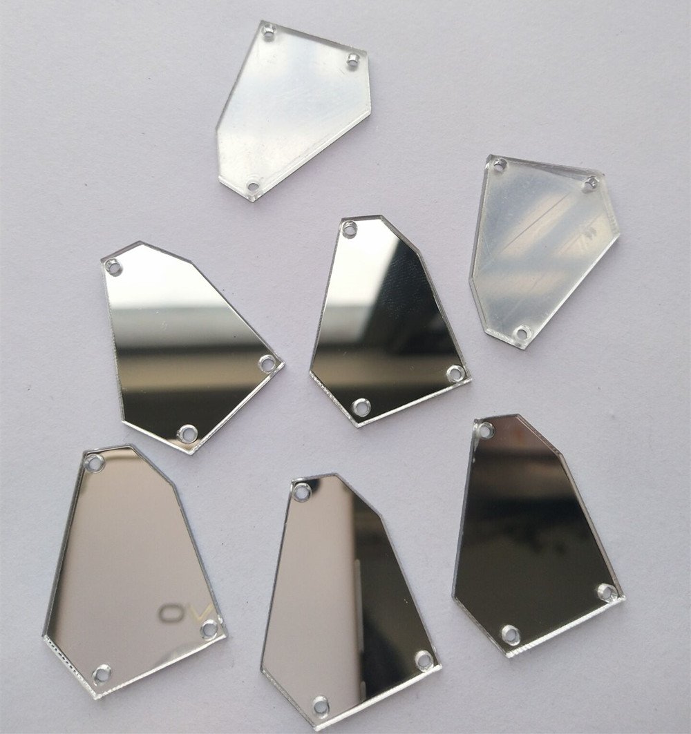 30PCS of Sew On Acrylic Irregular Mirror,DIY Mirrored Rhinestones for Costume Evening Dresses Cloth Garment Accessory 35MM (Silver, 35MM)