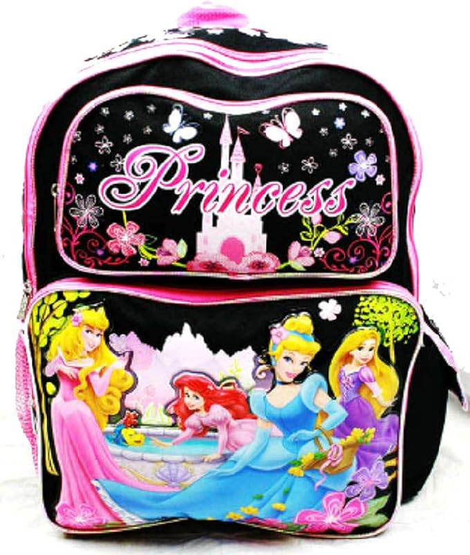 Disney Princess Backpack 16in Large School Bag Black Amazon.co.uk