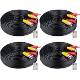 WILDHD BNC Cable 4x100FT, All-in-One Siamese Video and Power Security Camera Wire, Camera Cable for All Max 5MP HD CCTV DVR Surveillance System (100FT 4PACK, Black)