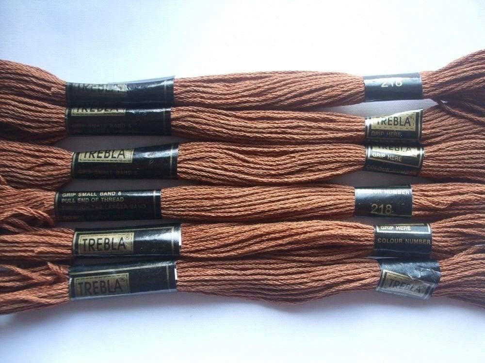 Trebla Pack of 6 Embroidery Thread/Skeins - 8m - Brown - Col. 218
