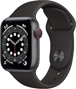 New Apple Watch Series 6 (GPS + Cellular, 40mm) - Space Gray Aluminum Case with Black Sport Band
