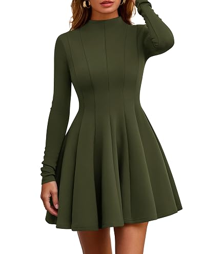PRETTYGARDEN Fall Cocktail Dresses for Women Elegant Classy Wedding Guest 2026 Long Sleeve Homecoming Party A Line Mini Dress(Beige,Small) : Clothing, Shoes & Jewelry