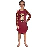 Harry Potter Hermione Hogwarts Gold Logo Crest Nightgown Sleepshirt Holiday Pajama