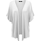 Made By Johnny Women's Kimono Style Short Sleeve Dolman Cardigan - Lightweight Open Front Summer Cover-Up