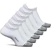 Feetures Elite Ultra Light Cushion Ankle Socks - Sport Sock with Targeted Compression - White, XL (6 Pair)