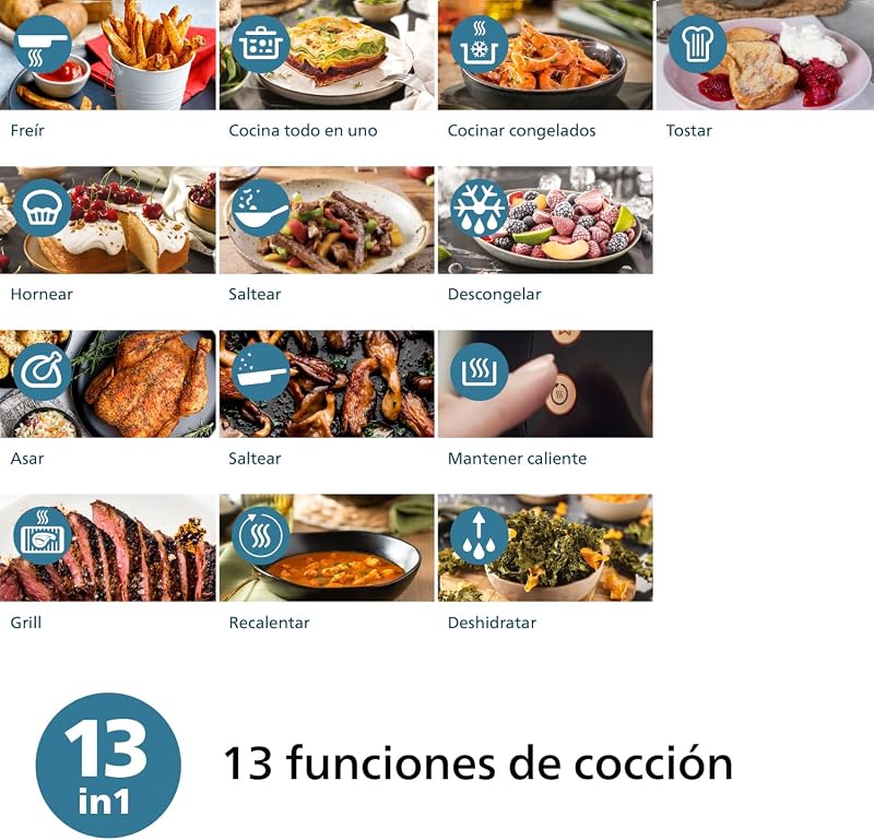 2000 Airfryer - Freidora de Aire 6,2L, 13 opciones, Táctil, Negro