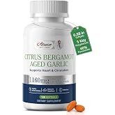 Aged Garlic Extract &amp; Citrus Bergamot, 1160mg - Heart &amp; Circulation Support | Aged Black Garlic Supplements, Odorless &amp; Fermented Garlic Extract with 40% Flavanones, Small Easy to Swallow, 120 Softgels