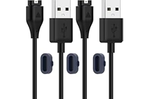 QHBAMD 2 Pack Charger for Garmin forerunner 645/vivomove sport,Compatible with Garmin fenix 6/Swim 2,USB A Charging Cable Dock Cord 3.3ft/1M with Charger Port Dust Plug