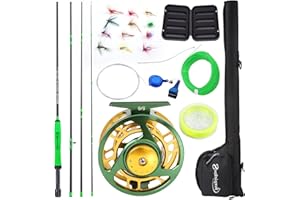 Sougayilang Standard Fly Fishing Combo Starter Kit, 5/6 Weight 9' Fly Rod with SuperPolymer Handle, Accessories, CNC Reel, Ca