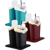 Weewooday 3 Pack Plush Lined Eyeglasses Holder Stand for Glasses Leather Reading Stand Case Protective Glasses Case (Bright)
