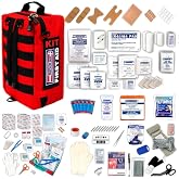 Rapid Care First Aid Kit &ndash; 300+ Piece Emergency Medical Kit with Bonus 95-Piece Travel Pack &ndash; Outdoor, Workplace, and Home Use &ndash; Color Coded &amp; Labeled for Quick Access