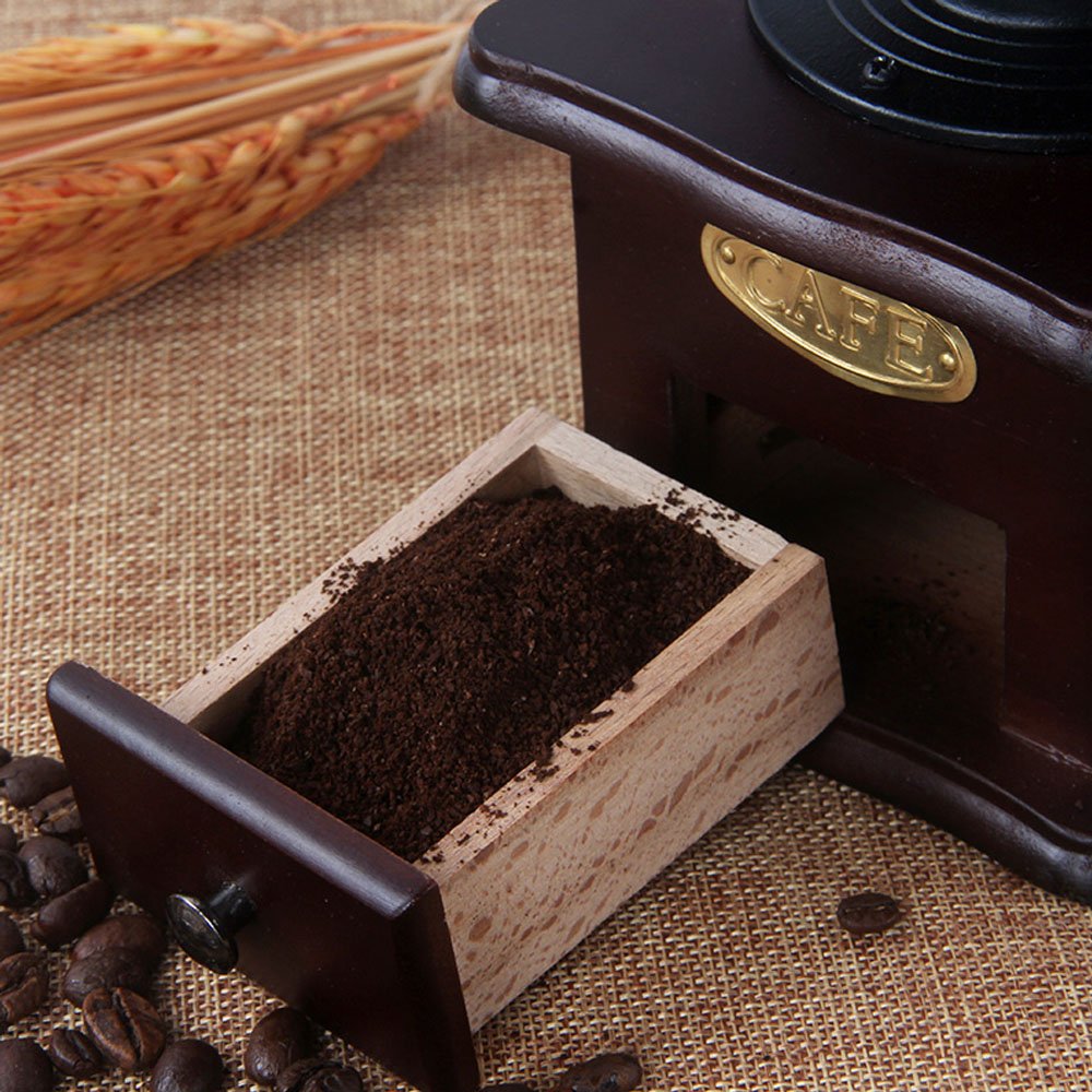 moon-1 Manual Coffee Grinder Antique Cast Iron Hand Crank Coffee Mill With Grind Settings & Catch Drawer