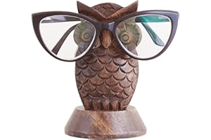 Eximious India Christmas Gifts Wooden Owl Glasses Holder Night Stand Reading Eyeglass Retainer Protective Spectacle Display Stand Gifts for Women Men Him Her Mom Dad Car