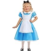 Girl's Toddler Deluxe Disney Alice Costume, Disney Princess Costumes for Toddlers, Blue Dress Fairytale Cosplay