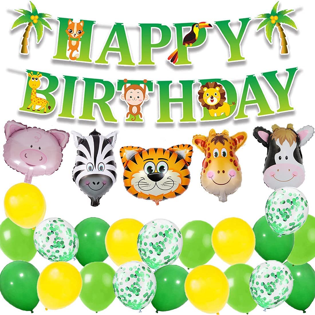 26 Pcs Zoo Animal Foil Balloons - Jungle Theme Party Supplies Safari Wild Theme Decorations for Baby Shower, 1st Birthday or Any Kids Party