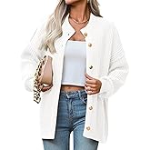 Saodimallsu Womens Button Down Cardigan Sweaters Oversized Lantern Sleeve Knit Jacket Winter Mock Neck Outwear Trendy Coats