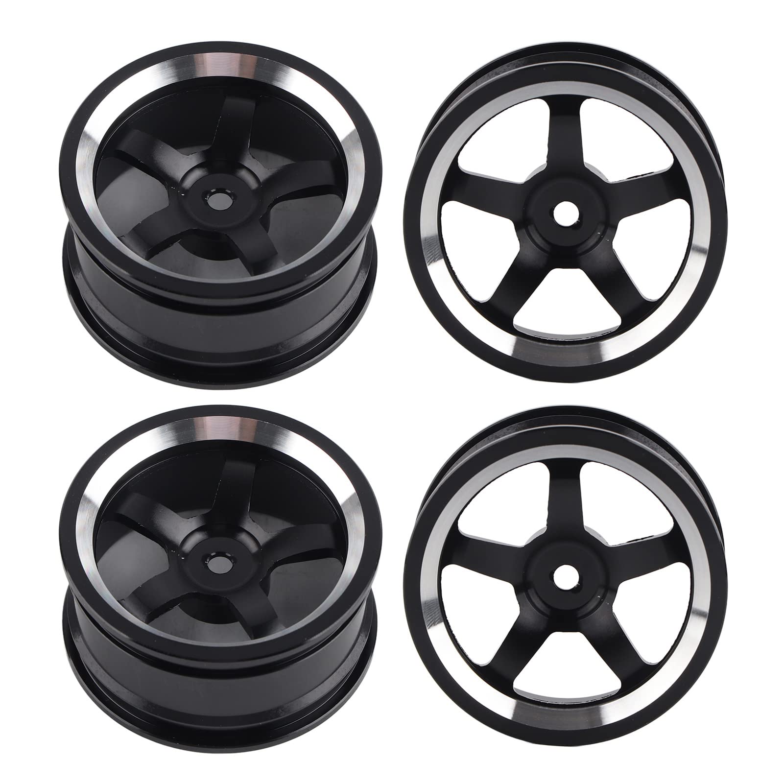 VGEBY RC Wheel Hub, CNC Aluminum Alloy 1:10 Scale Remote Control Crawler Vehicles Wheel Hub Rims RC Spare Upgrades Parts Accessories Fits for 1/10 RC Flat Running Drift Car(5-Spoke Black) Model Toy