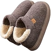 Azttoztto Men's Plush High-Top Slippers, Extra Thick Sole Indoor House Shoes with Memory Foam, Non-Slip Warm Bootie Slippers for Winter and Cold Weather