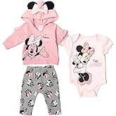 Disney Classics Winnie the Pooh Mickey Mouse Baby Hoodie Bodysuit and Pants 3 Piece Outfit Set (Newborn - 24 Months)