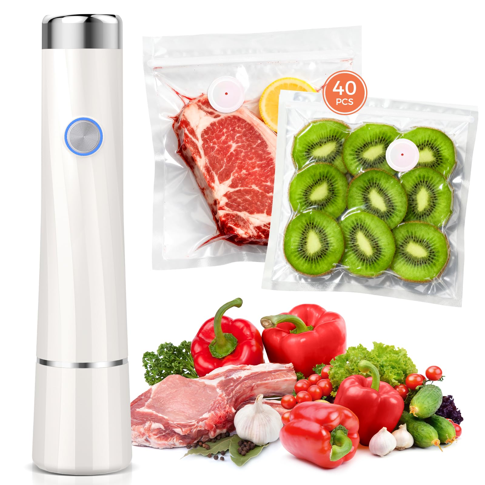 Photo 1 of Kayiant Vacuum Sealer For Food (Compact Vacuum Sealers+ 40 Reusable Vacuum Bags), Powerful Handheld Vacuum Sealer for 10X Preservation & Fresh.