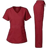 Dagacci Medical Uniform Women's Scrub Set Stretch and Soft Y-Neck Top and Pants
