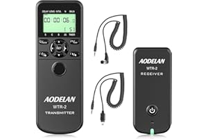 AODELAN WTR2 Wireless Shutter Release Timer Remote Control for Nikon Z6, Z7, Coolpix P1000, D850, D810, D700, D4, D5, D4s, D3100, D5000, D7200, D600, D610, D750, D3200, D3300; Replace MC-DC2, MC-36