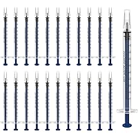 Omawrf 50 Pack 1ml Plastic Syringe Sterile Individual Wrap with Cap, Measurement and Dispensing Syringe Tools for Science Lab