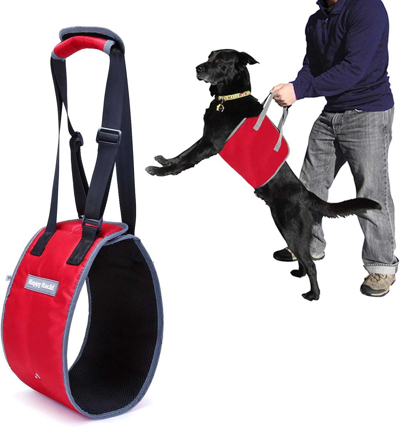 Louvra Dog Lift Support Harness with Adjustable Handle Soft Small Dog Sling Harness for Old Dog Back Legs Pet Rehabilitation Easy Walking and Up Down Stairs(Red,Small)